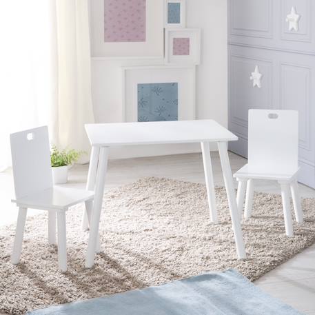 Set table et 2 chaises enfant avec pieds en bois massif Blanc+Blanc et naturel+Gris et naturel 2 - vertbaudet enfant 