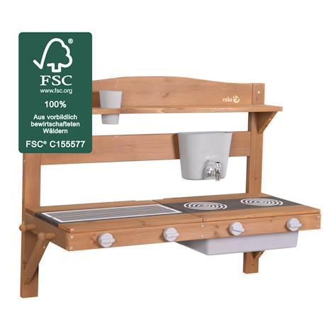 Cuisine extérieure à suspendre en bois fsc® + 2 gobelets Gris+Teck 11 - vertbaudet enfant 