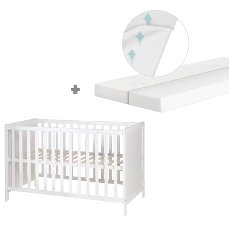 Lit bébé 2en1 indépendant et cododo + matelas respirant safe asleep® Blanc+Gris taupe 1 - vertbaudet enfant 