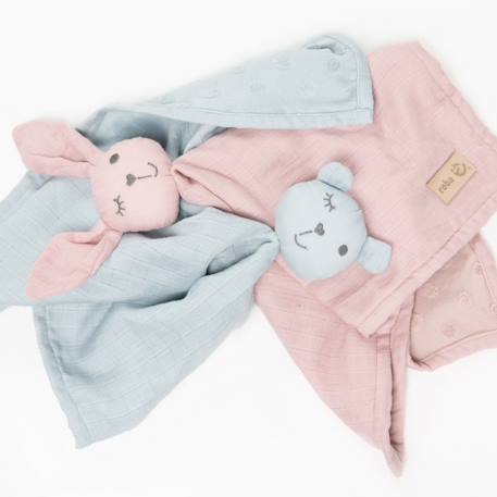 Doudou lapin en coton bio lil planet Rose pastel+Vert givré 5 - vertbaudet enfant 