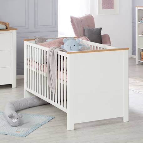 Lit évolutif moderne transformable en lit junior ava Blanc / chêne artisan 2 - vertbaudet enfant 