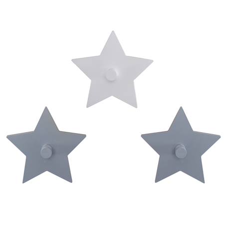 Lot de 3 patères murales étoiles little stars Gris et blanc 1 - vertbaudet enfant 