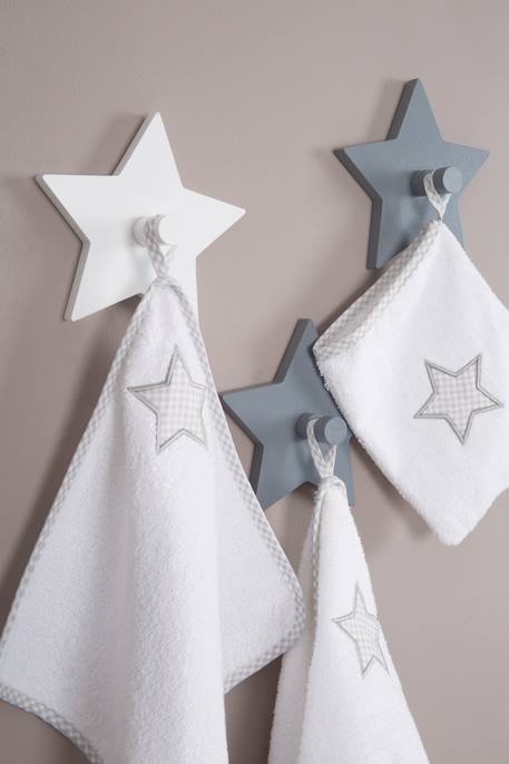Lot de 3 patères murales étoiles little stars Gris et blanc 2 - vertbaudet enfant 
