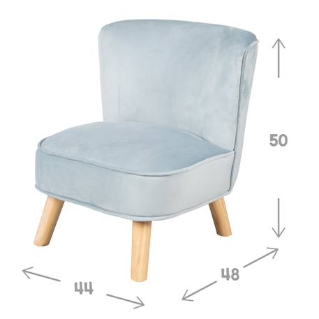 Mini fauteuil en velours et pieds en bois massif lil sofa Bleu clair+Gris argenté+Rose pastel 4 - vertbaudet enfant 