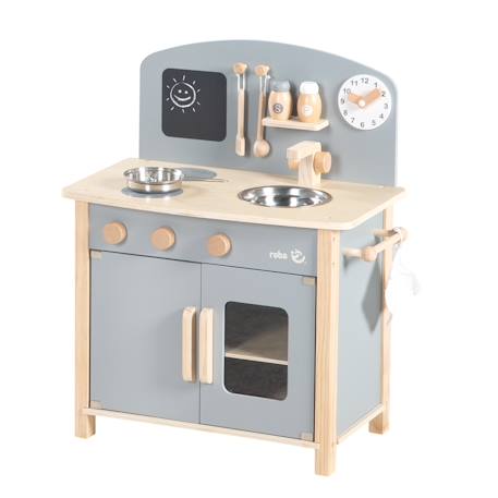 Cuisine enfant équipée avec accessoires et horloge Gris et naturel+Rose et naturel 1 - vertbaudet enfant 