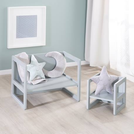 Set table convertible en banc et 1 chaise évolutive Anthracite+Beige+Blanc+Gris 24 - vertbaudet enfant 