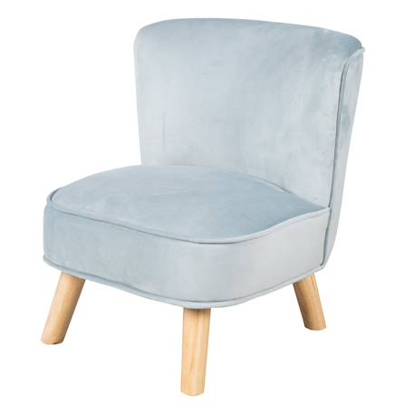 Mini fauteuil en velours et pieds en bois massif lil sofa Bleu clair+Gris argenté+Rose pastel 1 - vertbaudet enfant 