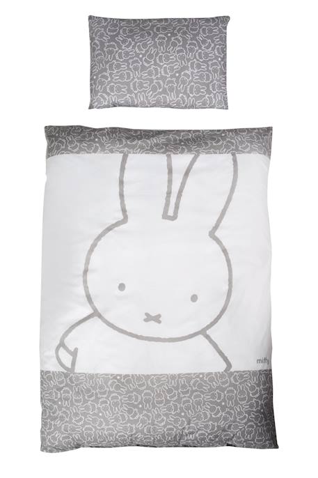 Parure de lit bébé et enfant en coton 2 pièces réversibles miffy Gris et blanc 2 - vertbaudet enfant 