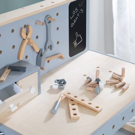 Établi enfant ajustable en hauteur + 38 accessoires Naturel et gris 5 - vertbaudet enfant 