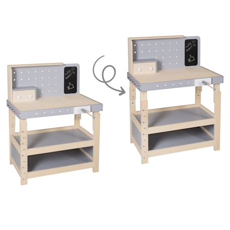 Établi enfant ajustable en hauteur + 38 accessoires Naturel et gris 6 - vertbaudet enfant 