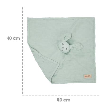 Set de 3 bavoirs en coton bio + 3 langes + 1 serviette doudou lil planet Bleu clair - gris / ourson+Gris argenté - bleu / ourson+Rose pastel - gris / lapin+Vert givré - gris / lapin 18 - vertbaudet enfant 