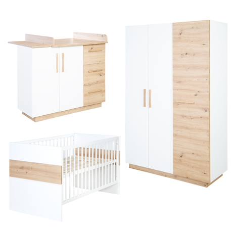 Chambre bébé évolutive complète avec soft-close lion Blanc / chêne artisan 1 - vertbaudet enfant 