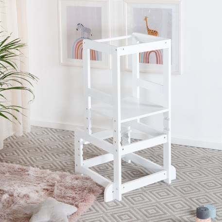 Tour d'apprentissage évolutive en bois Blanc+Gris anthracite 2 - vertbaudet enfant 