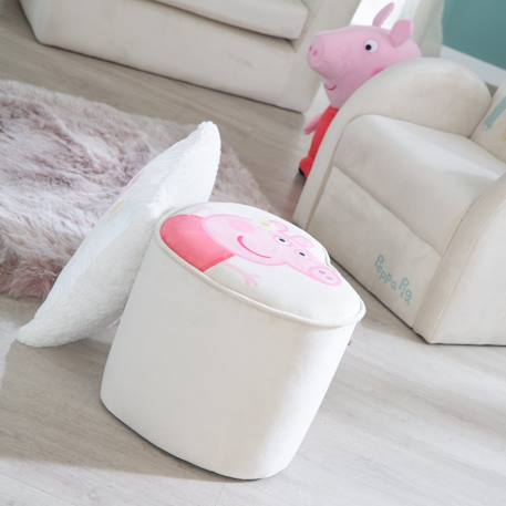 Tabouret pouf en velours imprimé et bois peppa pig Beige / cœur+Beige / cube 6 - vertbaudet enfant 