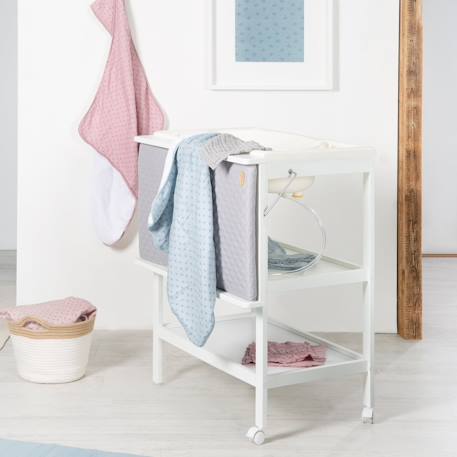 Table à langer avec baignoire 2en1 + matelas à langer déperlant Blanc / gris argenté 6 - vertbaudet enfant 