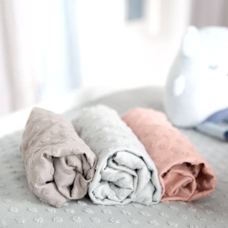 Housse de matelas à langer extensible en coton bio lil planet Bleu clair+Gris argenté+Vert givré 10 - vertbaudet enfant 