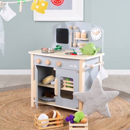 Cuisine enfant équipée avec accessoires et horloge Gris et naturel+Rose et naturel 6 - vertbaudet enfant 