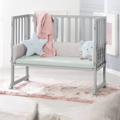 Drap housse extensible 60x120 - 70x140  en coton bio safe asleep® Beige amande+Blanc+Blanc cassé / écru+Bleu clair/ bleu ciel+Bleu indigo+Gris argenté+Rose pastel+Vert givré 24 - vertbaudet enfant 