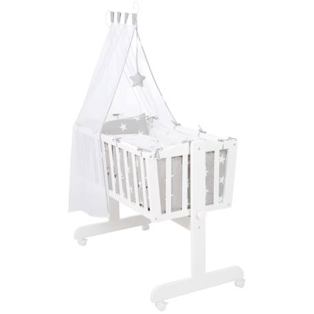 Berceau complet en bois avec accessoires little stars Blanc - gris / étoiles 1 - vertbaudet enfant 