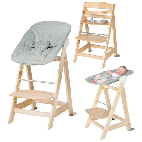 Chaise haute évolutive born up avec transat déperlant et inclinable roba style Blanc - gris argenté+Blanc - vert givré+Naturel - gris argenté+Naturel - vert givré 19 - vertbaudet enfant 