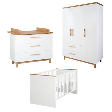 Chambre bébé évolutive complète - style scandinave avec soft-close finn Blanc / chêne doré 1 - vertbaudet enfant 