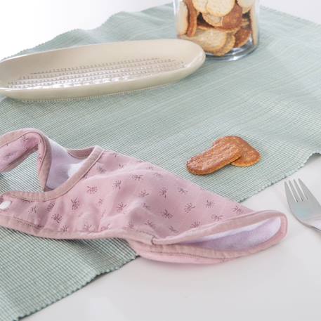 Set de 3 bavoirs en coton bio + 3 langes + 1 serviette doudou lil planet Bleu clair - gris / ourson+Gris argenté - bleu / ourson+Rose pastel - gris / lapin+Vert givré - gris / lapin 15 - vertbaudet enfant 