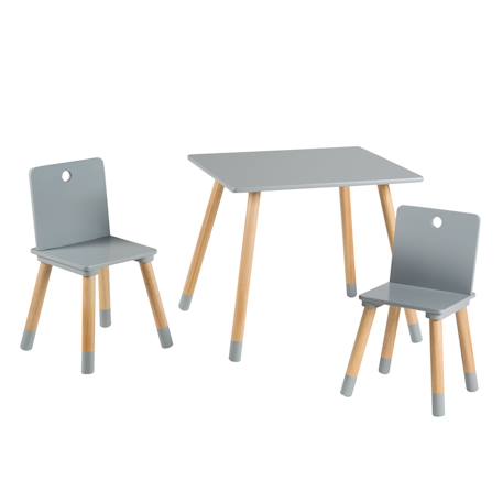 Set table et 2 chaises enfant avec pieds en bois massif Blanc+Blanc et naturel+Gris et naturel 12 - vertbaudet enfant 