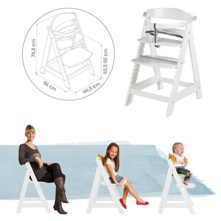 Chaise haute évolutive avec plateau repas amovible sit up fun Blanc+Bois naturel 5 - vertbaudet enfant 