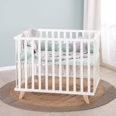 Parc bébé scandinave en bois massif + tapis en coton bio lil planet Anthracite - gris argenté+Blanc - gris argenté+Blanc - vert givré+Naturel - gris argenté 15 - vertbaudet enfant 