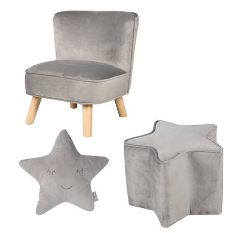 Ensemble fauteuil + pouf + coussin décoratif étoile lil sofa Bleu clair+Gris argenté+Rose pastel 7 - vertbaudet enfant 