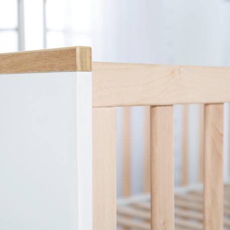 Lit évolutif en bois massif convertible en lit junior finn Blanc / chêne doré 5 - vertbaudet enfant 