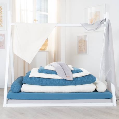 Parure de lit enfant en coton bio 2 pièces seashells Bleu indigo+Écru 5 - vertbaudet enfant 