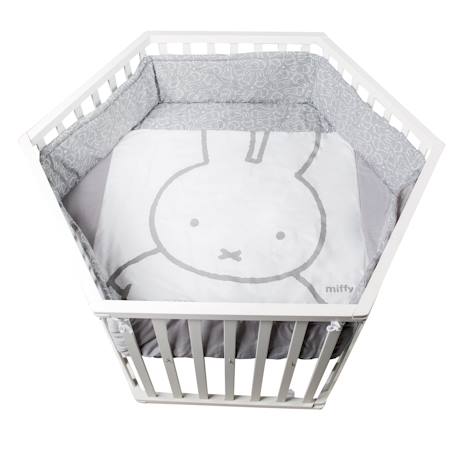 Parc bébé hexagonal réglable + tapis imprimé sternenzauber Blanc - gris / lapin 1 - vertbaudet enfant 