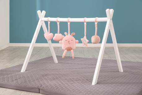Portique d'éveil en bois massif + 5 pendentifs roba style Blanc - gris+Blanc - rose 8 - vertbaudet enfant 