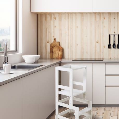 Tour d'apprentissage évolutive en bois Blanc+Gris anthracite 6 - vertbaudet enfant 