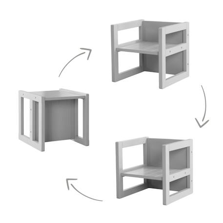 Set table convertible en banc et 2 chaises évolutives Blanc+Gris 10 - vertbaudet enfant 