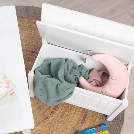 Banc-coffre à jouets avec couvercle à fermeture douce Blanc 3 - vertbaudet enfant 