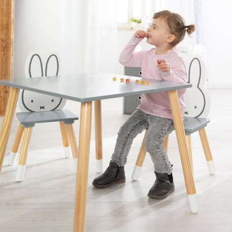 Set table et 2 chaises enfant avec pieds en bois massif Gris - naturel / lapin miffy 6 - vertbaudet enfant 