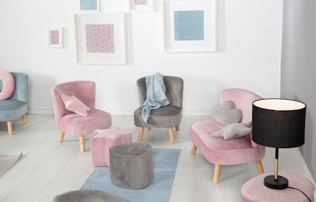 Mini fauteuil en velours et pieds en bois massif lil sofa Bleu clair+Gris argenté+Rose pastel 18 - vertbaudet enfant 
