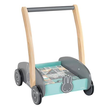 Chariot de marche + blocs de construction miffy® Gris - vert menthe / miffy 3 - vertbaudet enfant 
