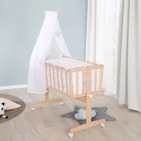 Berceau complet en hêtre bio avec accessoires sternenzauber grau Bois naturel / étoiles grises 2 - vertbaudet enfant 