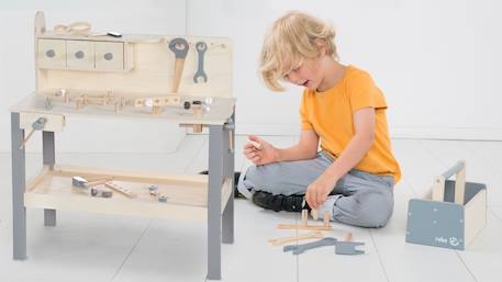 Établi enfant en bois avec accessoires de bricolage Naturel et gris 4 - vertbaudet enfant 