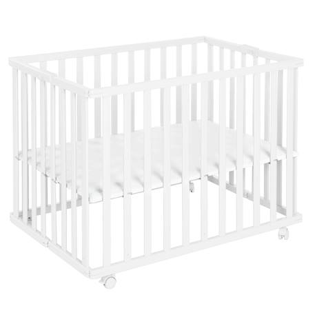 Parc bébé pliant en bois sur roulettes à freins Bicolore+Blanc+Gris taupe 9 - vertbaudet enfant 