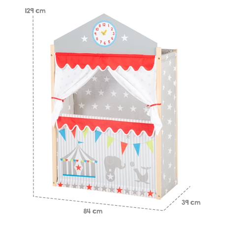 Théâtre de marionnettes avec cadre en bois massif Gris, blanc et rouge 3 - vertbaudet enfant 