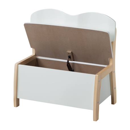 Banc-coffre à jouets en bois massif à fermeture douce Blanc et naturel 3 - vertbaudet enfant 