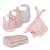 Set de 3 bavoirs en coton bio + 3 langes + 1 serviette doudou lil planet Bleu clair - gris / ourson+Gris argenté - bleu / ourson+Rose pastel - gris / lapin+Vert givré - gris / lapin 10 - vertbaudet enfant 