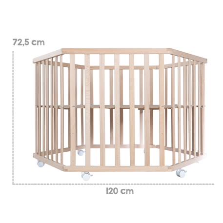 Parc bébé hexagonal en hêtre massif bio + tapis déperlant roba style Naturel - gris argenté 5 - vertbaudet enfant 