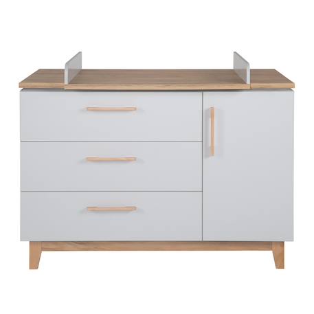 Commode à langer 3 tiroirs et 1 porte caro Gris clair / chêne doré 3 - vertbaudet enfant 