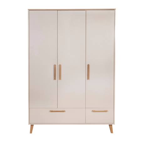 Armoire bébé 3 portes et 2 tiroirs à fermeture douce jil Cashmere / décor châtaignier 3 - vertbaudet enfant 