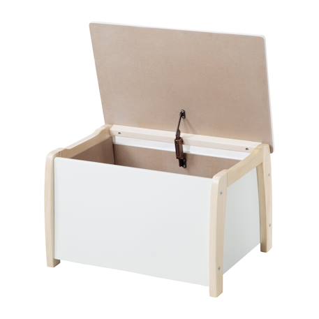 Banc coffre à jouets en bois massif avec fermeture amortie Blanc - naturel 3 - vertbaudet enfant 